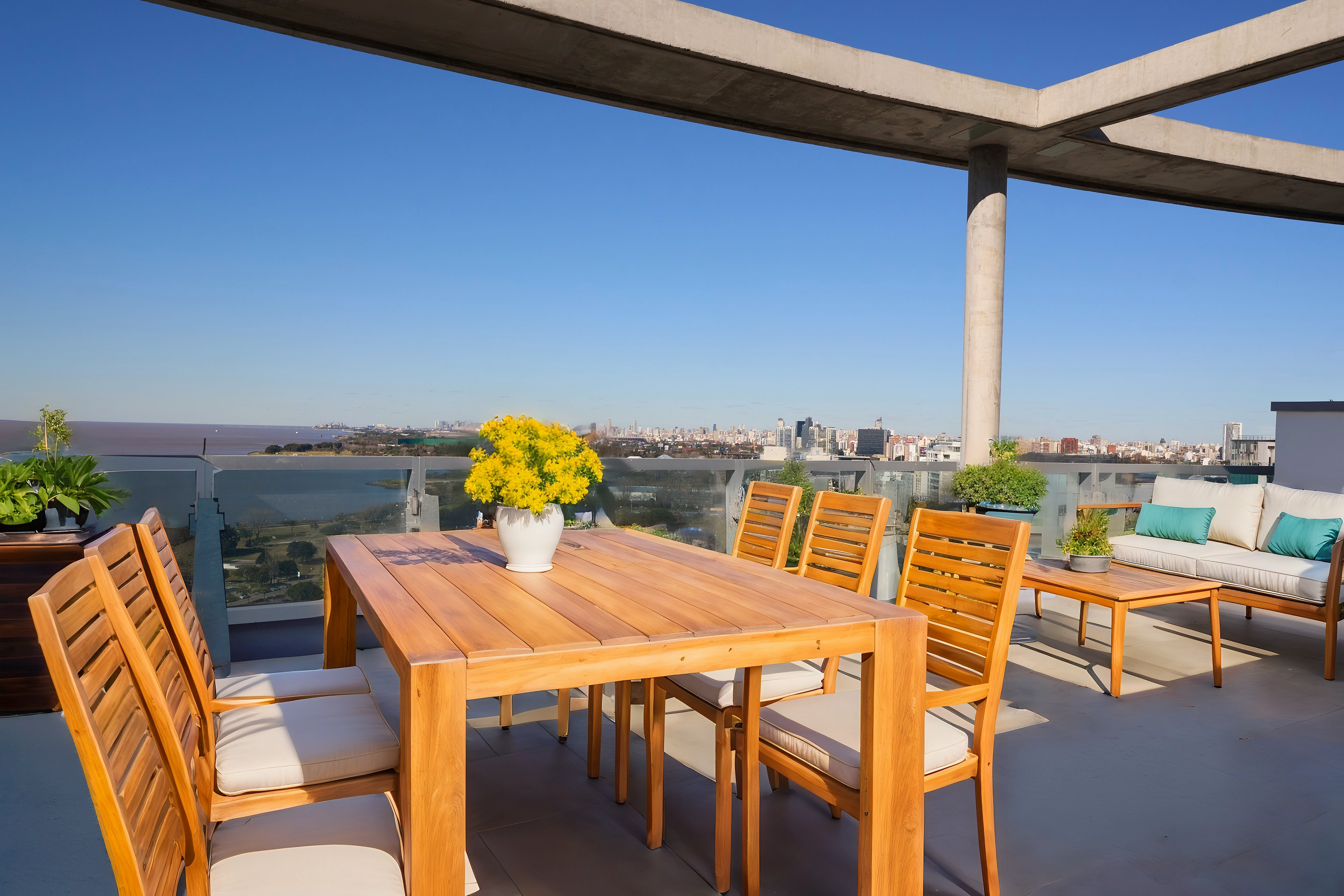 Terraza sillones con vista al rio